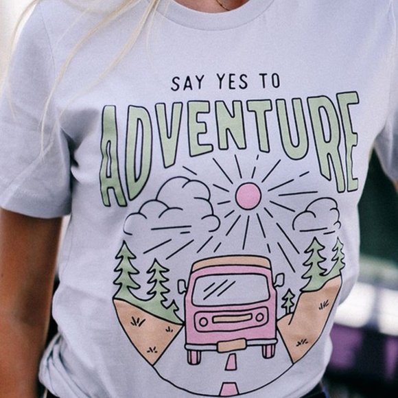 SAY YES TO ADVENTURE GRAPHIC TEE, made in USA - Picture 3 of 6
